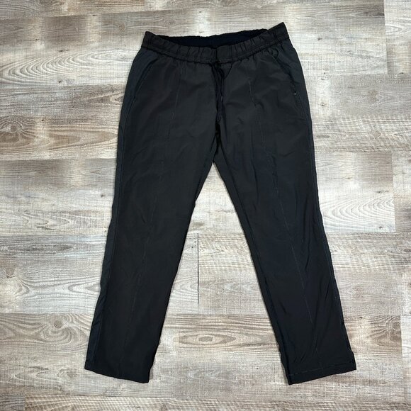Lululemon Run Pants Women's Size 12 Black Soft Shell Lined Cinch Ankle - Picture 1 of 16
